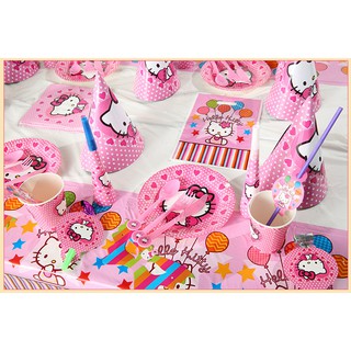 Set trang trí sinh nhật để bàn hình Hello Kitti 13 món