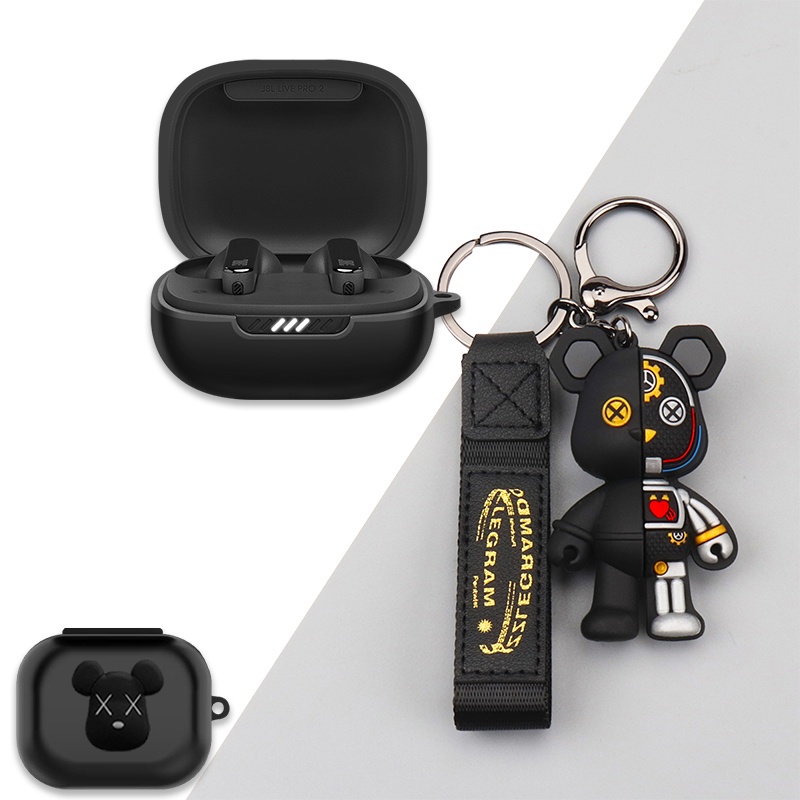 JBL Live Pro2 Case Creative Bear keychain pendant Kaws Crayon Shin-chan JBL Live Pro2 silicone soft shell protective Case cartoon Doraemun Stitch cute dinosaur JBL Live Pro+ headset Case protective Case JBL Live Pro+ Cover