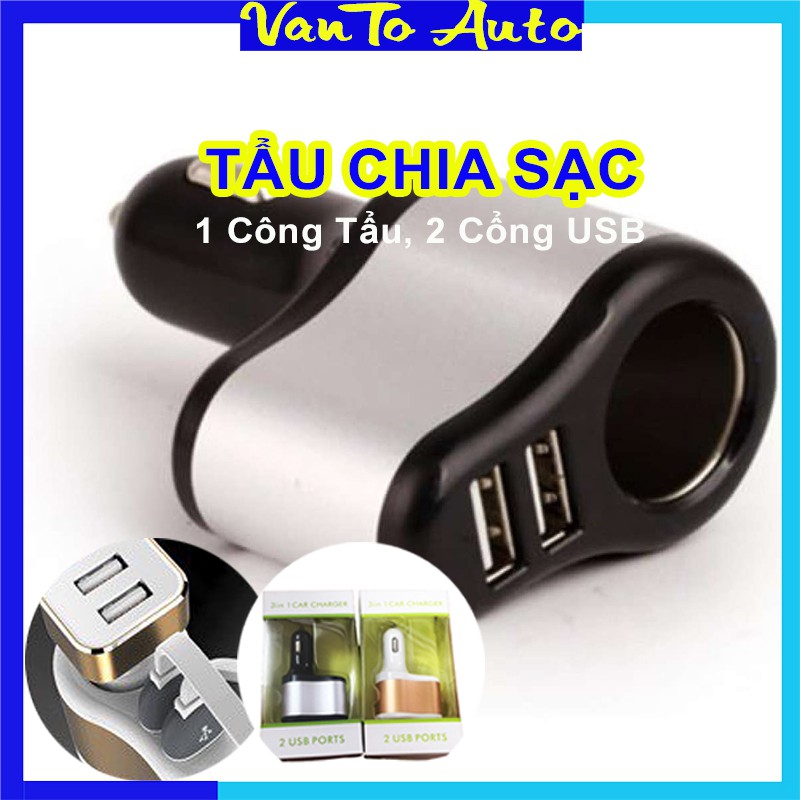 ⚡Video Thật.⚡ Tẩu Sạc Ô Tô - Tẩu Sạc Nhanh Ô Tô Chia 1 Cổng Tẩu, 2 Cổng USB