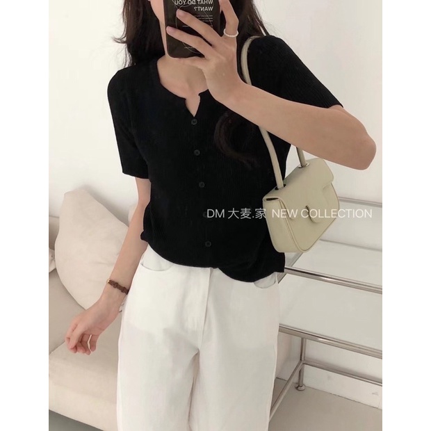 Áo cardigan len tăm cổ tròn tay ngắn (A008) | BigBuy360 - bigbuy360.vn