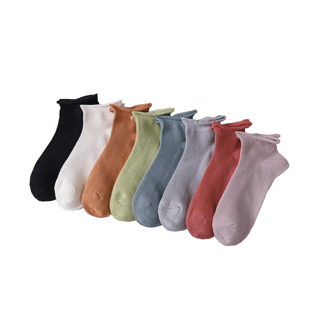 Ruffle Solid Colors Frilly Ankle Socks Women Cotton Girls White Black Lady Confinement Socks Mesh Slipper Socks Non Skid Fashion