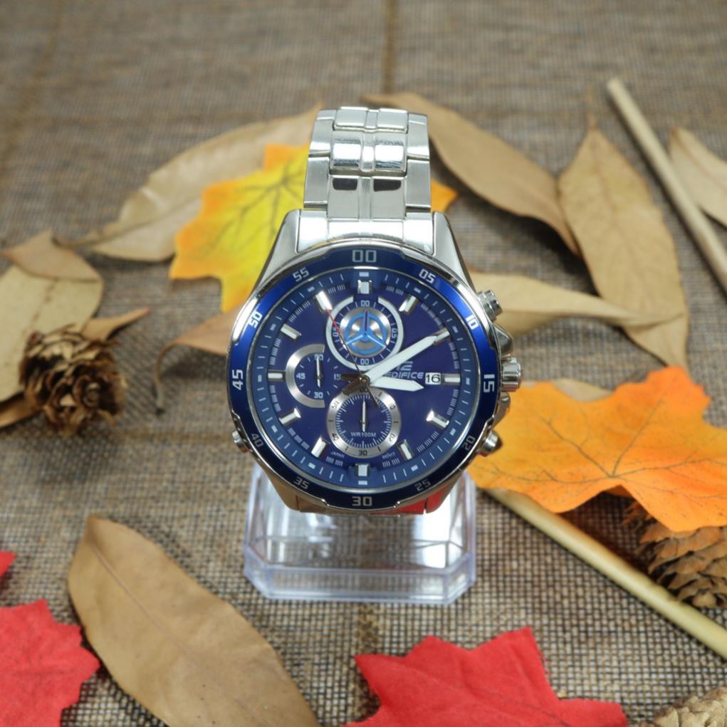 Đồng Hồ Casio Dây Kim Loại Nam Thể Thao Chống Nước Màu Xanh [Kính Sapphire]