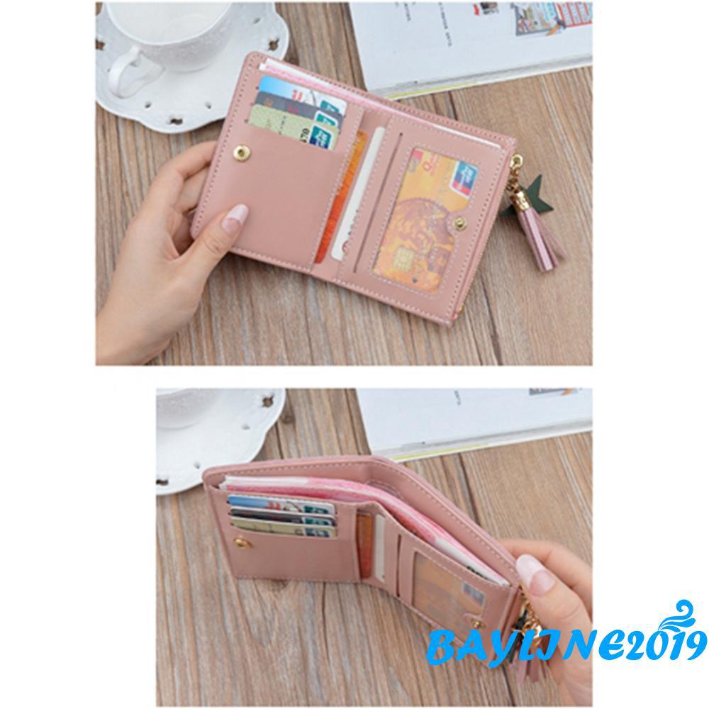 hღ✯Ví ngắn nữ Ví nhỏ bằng da nữ gấp đựng tiền xu Ví đựng tiền