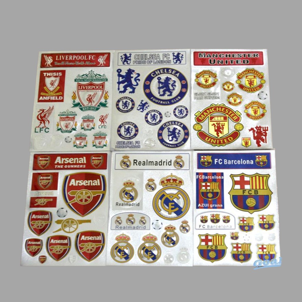 Nhãn dán câu lạc bộ bóng đá Manchester United, Arsenal, Chelsea, Barcelona, Real Madrid...