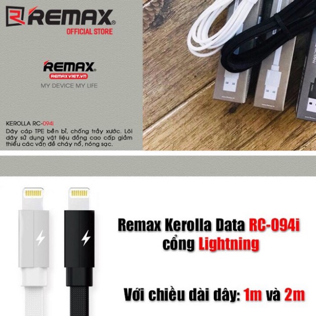 CÁP SẠC IPHONE REMAX Kerolla Data RC-094i với chất liệu dây dù bền ♥️♥️