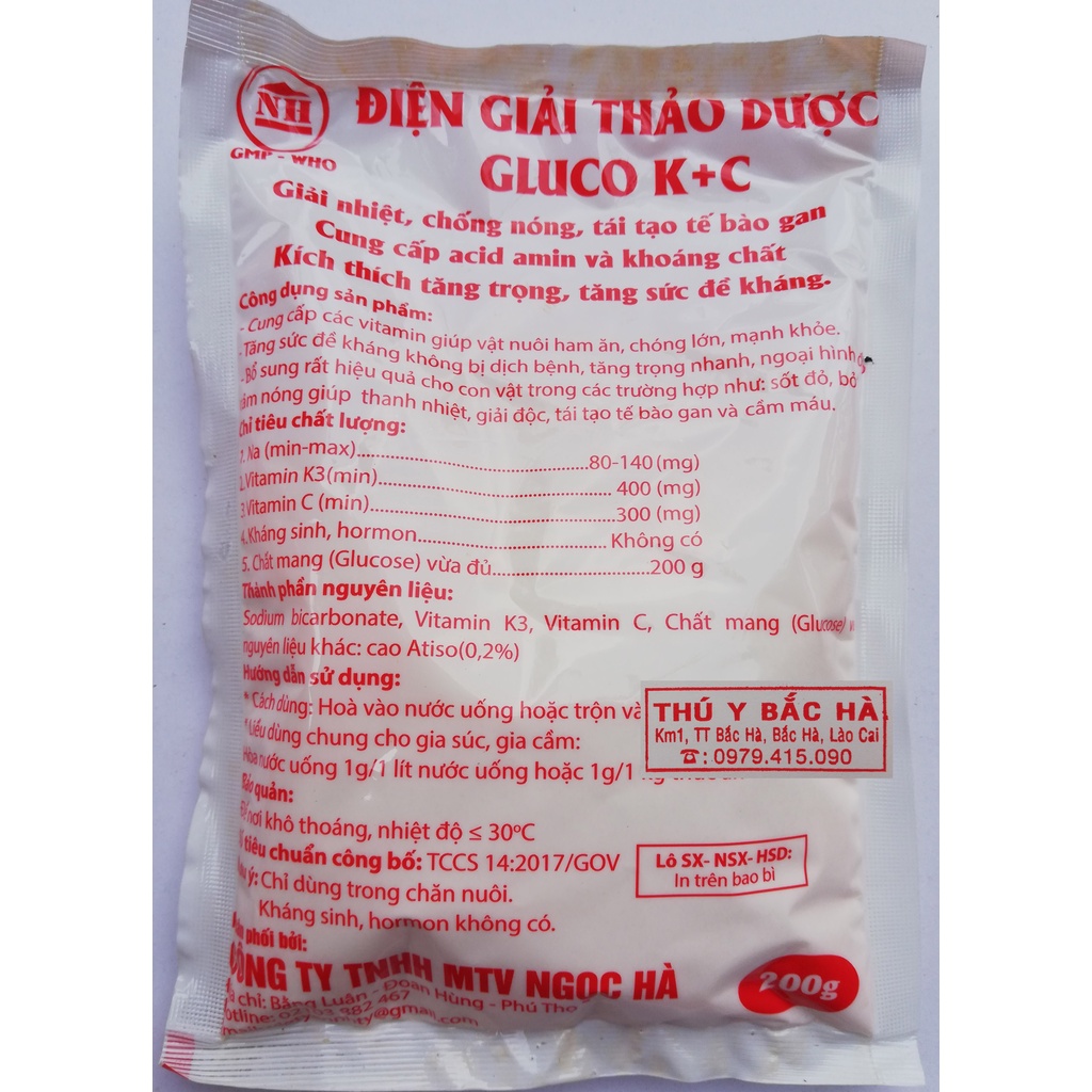 1kg ĐIỆN GIẢI GLUCO KC Giải nhiệt, chống nóng, kích thích tăng trọng, tăng sức đề kháng cho gia súc, gia cầm, chó mèo