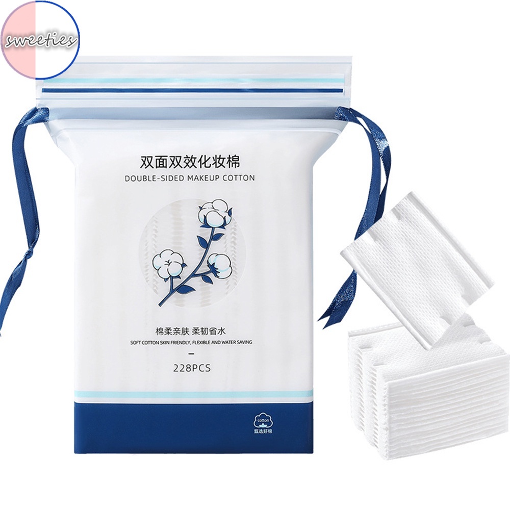 [Hàng mới về] Set 228 miếng bông tẩy trang thiết kế hai mặt dày dặn dùng một lần cho nữ