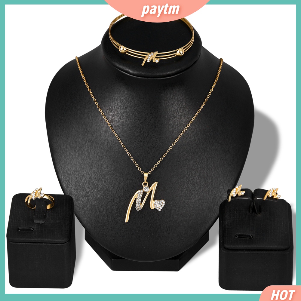 Bộ Trang Sức Mạ Vàng Hình Trái Tim Đính Đá Nhân Tạo Dành Cho Nữ