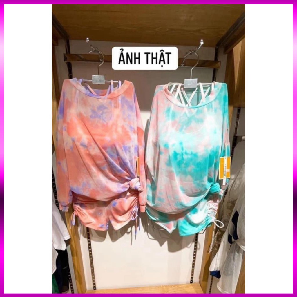 Set Đồ Bơi Màu Loang 3 Chi Tiết Mix Màu