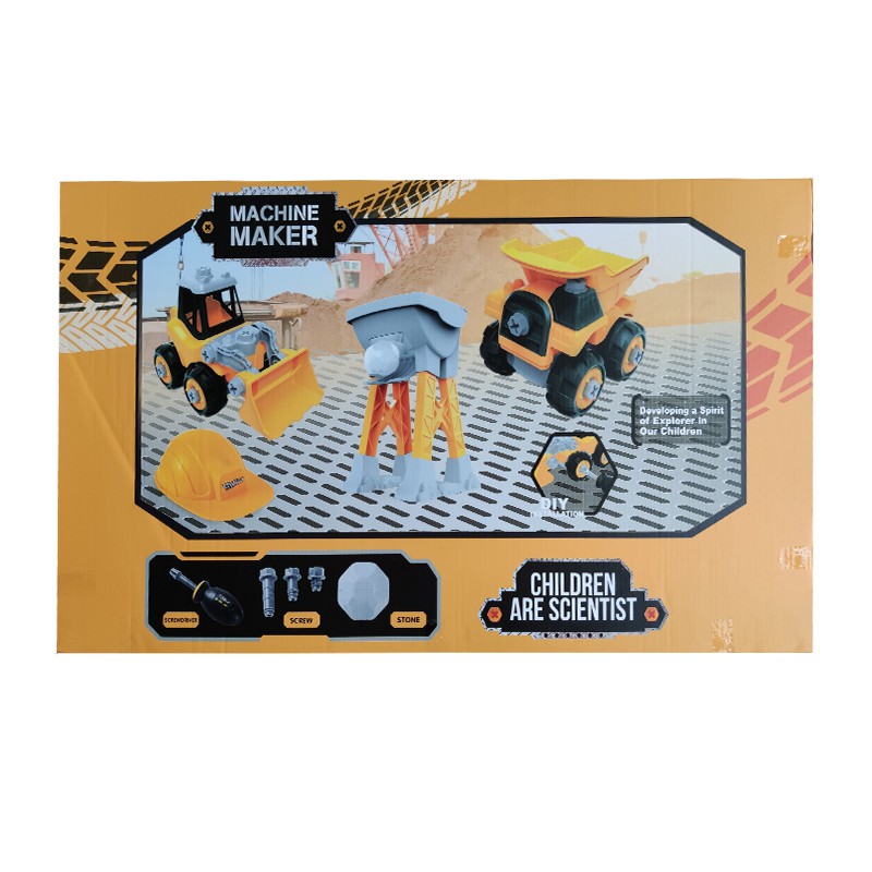 Bộ Đồ Chơi VECTO Lắp Ráp Diy - Xe Ủi, Xe Ben Kèm Theo Nón Vàng VT1039