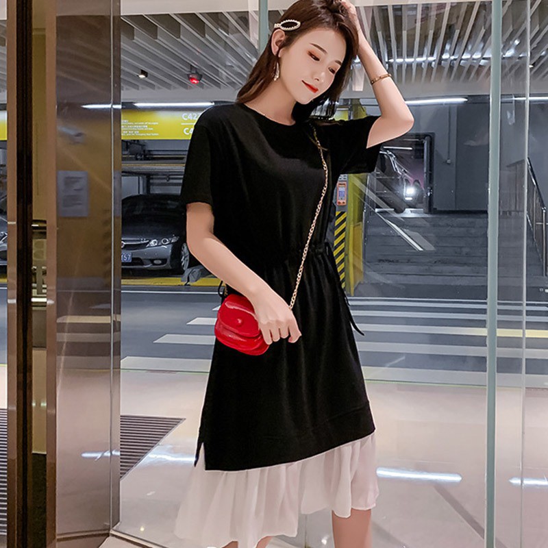 Đầm tay ngắn phối ren hoa thiết kế dáng chữ A nữ tính