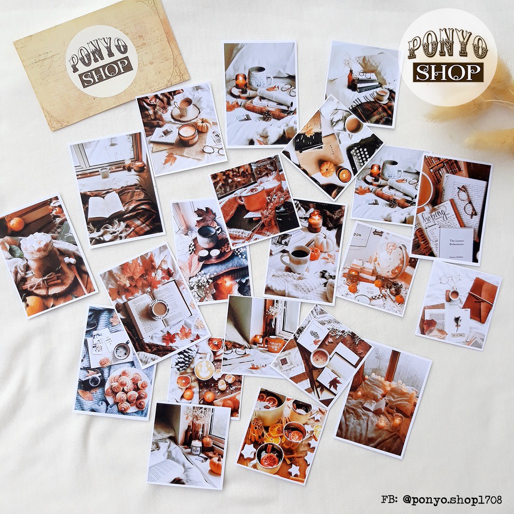 Set 21 sticker nhãn dán ảnh phong cách Instagram (Màu Nâu) trang trí Scrapbook/Planner