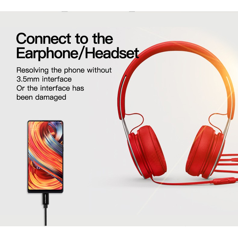 Dây cáp chuyển đổi âm thanh vention USB Type C sang 3.5mm