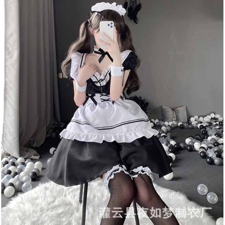 Set hầu gái xinh xắn dễ thương cho nữ cosplay anime hầu gái gợi cảm quyến rũ kèm phụ kiện mã 418