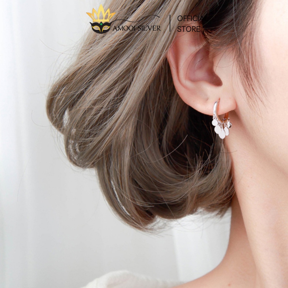 Bông Tai Bạc S925 Khoen Tròn Thổ Dân Đường Kính 8mm - Amooi Silver AB37