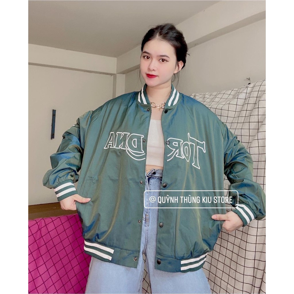 Áo khoác gió bomber 💖FREESHIP💖 Áo bomber nữ màu xanh siêu lạ AD46