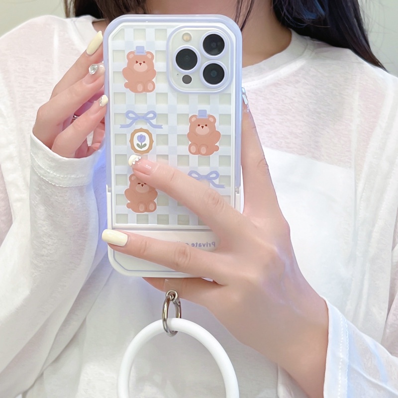 Ốp Điện Thoại In Hình Gấu Hoạt Hình Có Giá Đỡ Ẩn Cho Apple 13Pro 12 11 / xs / xr