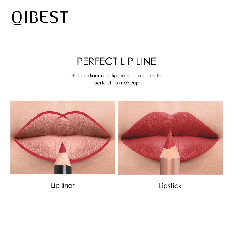 Set chì kẻ viền môi và son môi dạng bút Qibest giữ ẩm cao cấp gồm 15 màu sắc 20g | BigBuy360 - bigbuy360.vn