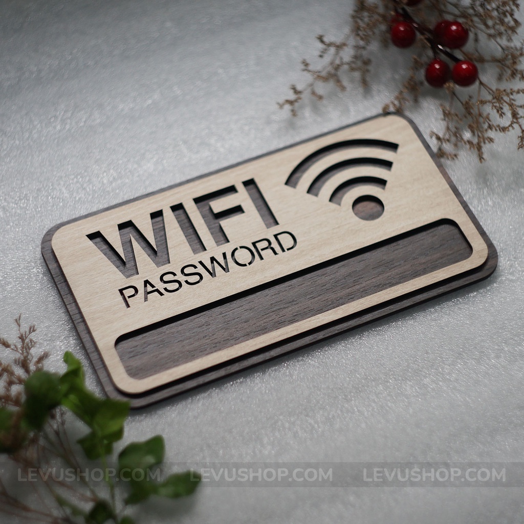 Bảng Gỗ decor thông tin wifi LEVU-TW01 trang trí quán cà phê trà sữa