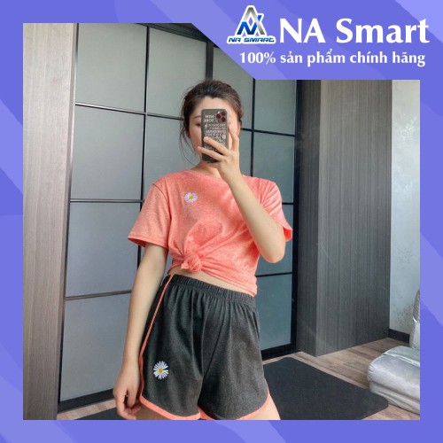 Bộ Thể Thao Nữ Cộc Tay Mùa Hè Hoạ Tiết Hoa Cúc Freesize