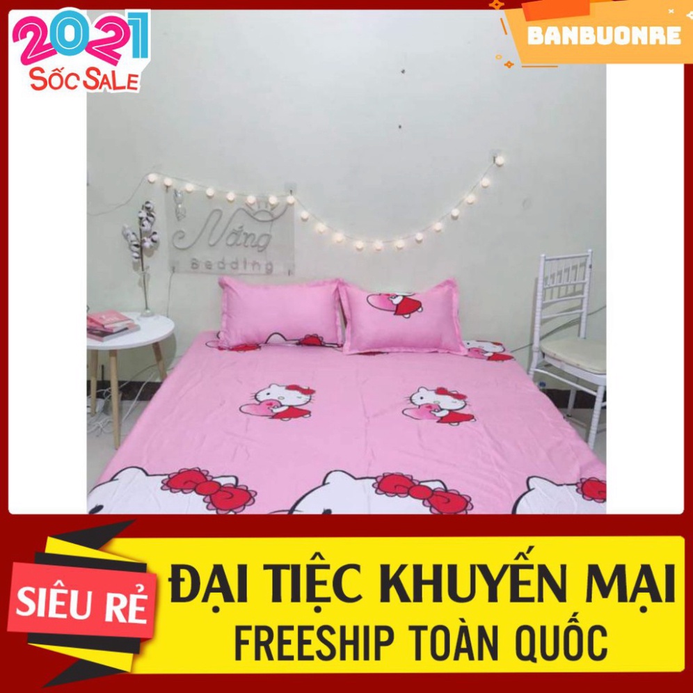 Ga trải giường,ga bọc đệm vải mềm mịn,đủ kích thước,hello kitty ôm tim