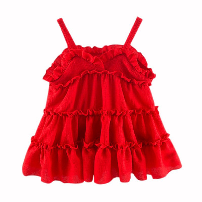 Đầm 2 dây màu đỏ dễ thương dành cho bé gái