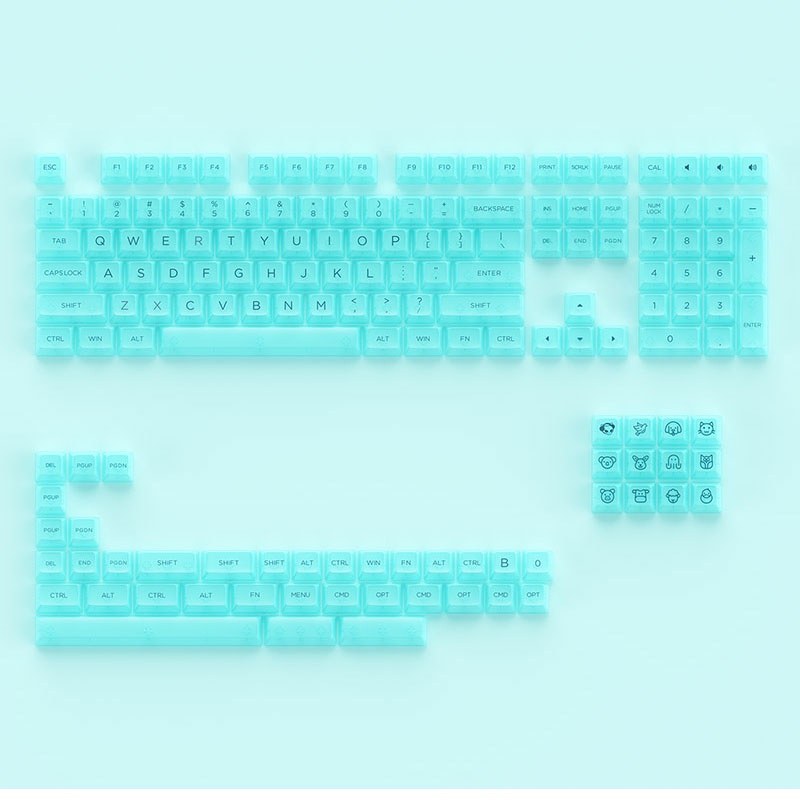 Set keycap AKKO Tiffany Blue (PC / ASA-Clear profile / 155 nút) - Keycap trong suốt xuyên led dành cho bàn phím cơ