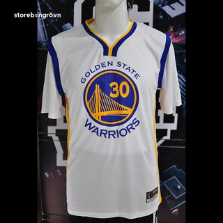 Áo Bóng Rổ có tay NBA Golden State Warrios 30 Curry Trắng