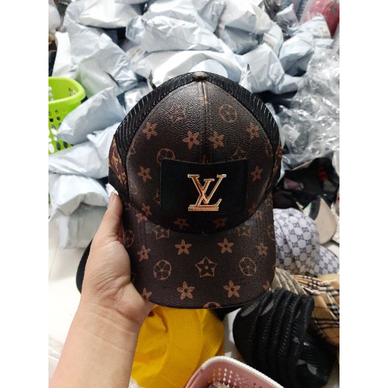 Mũ Lưỡi Trai Logo Kim Loại LVV Da Xịn Phối Lưới, Nón Kết Đẹp Rẻ
