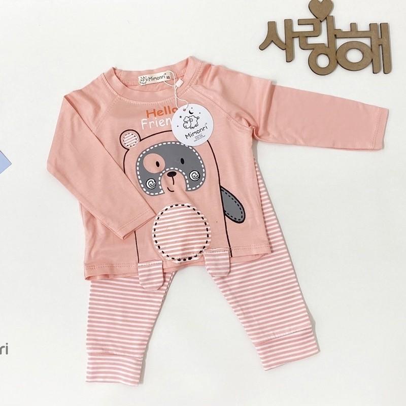 BỘ DÀI TAY THUN LẠNH GẤU PHỐI KẺ SIÊU MỀM MỊN CHO BÉ
