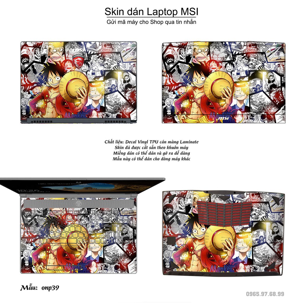 Skin dán Laptop MSI in hình One Piece _nhiều mẫu 24 (inbox mã máy cho Shop)