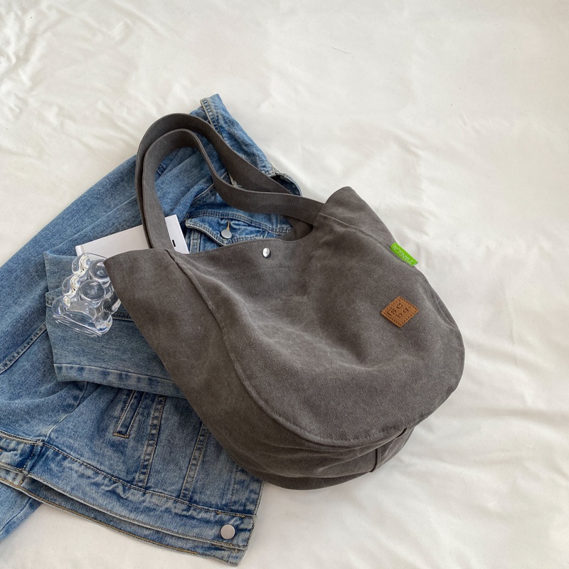 Túi Tote Vải Canvas Đeo Vai Sức Chứa Lớn Thời Trang Cho Nữ