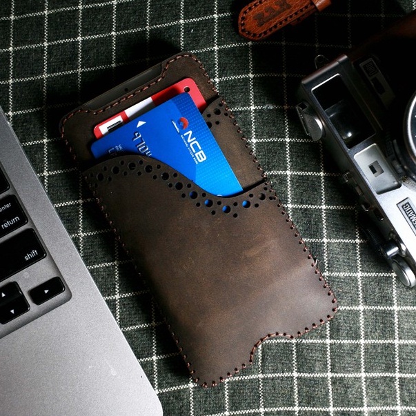 Bao Da Điện Thoại IPHONE Da Bò Thật Đặt Riêng - RAM Leather Cover One Dark Brown