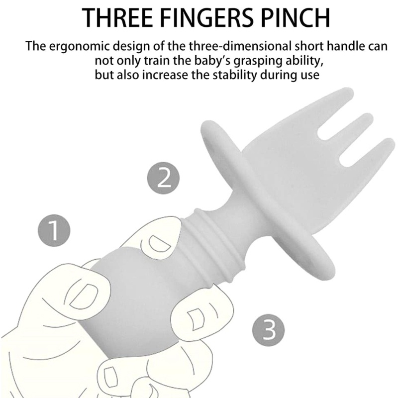 Bộ Muỗng Nĩa Silicone Tập Ăn Chống Sặc Cho Bé Sơ Sinh