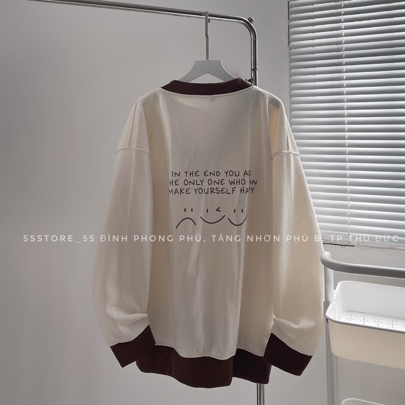 Áo khoác CARDIGAN nỉ W màu xanh viền form rộng unisex nam nữ