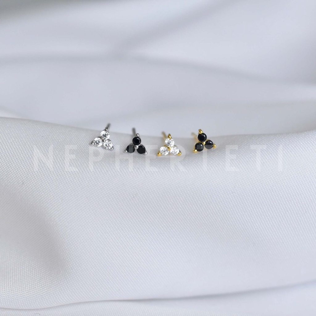Khuyên tai bạc 925 mini - Hoa đá  - Nepherteti