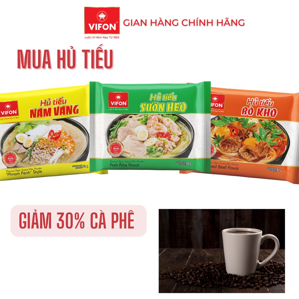 Thùng 30 Hủ Tiếu Nam Vang VIFON (65g / Gói)