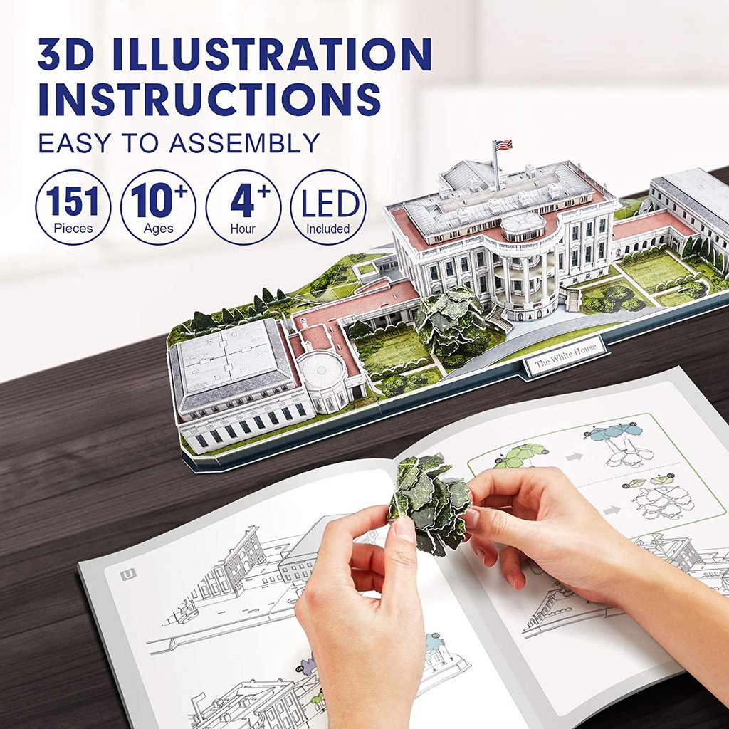 Mô hình giấy 3D CubicFun - Led White House Masterpices L529h