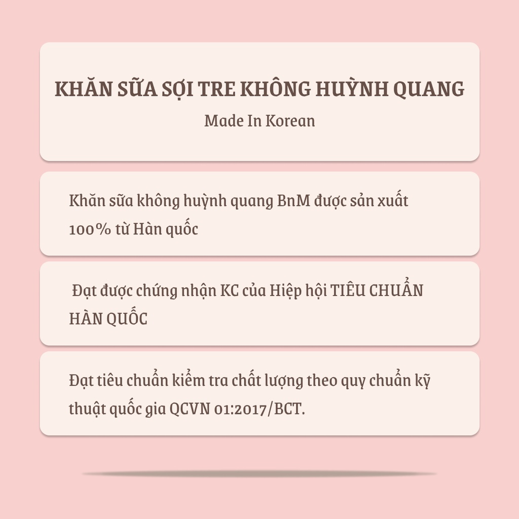 Khăn sữa sợi tre Hàn Quốc 35x 35cm, khăn sữa KHÔNG HUỲNH QUANG BnM