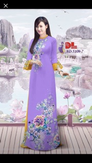 Vải áo dài hoa mẫu đơn