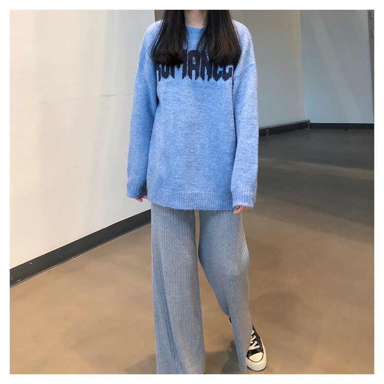 Áo len ulzzang dáng rộng tay xuông màu xanh dương
