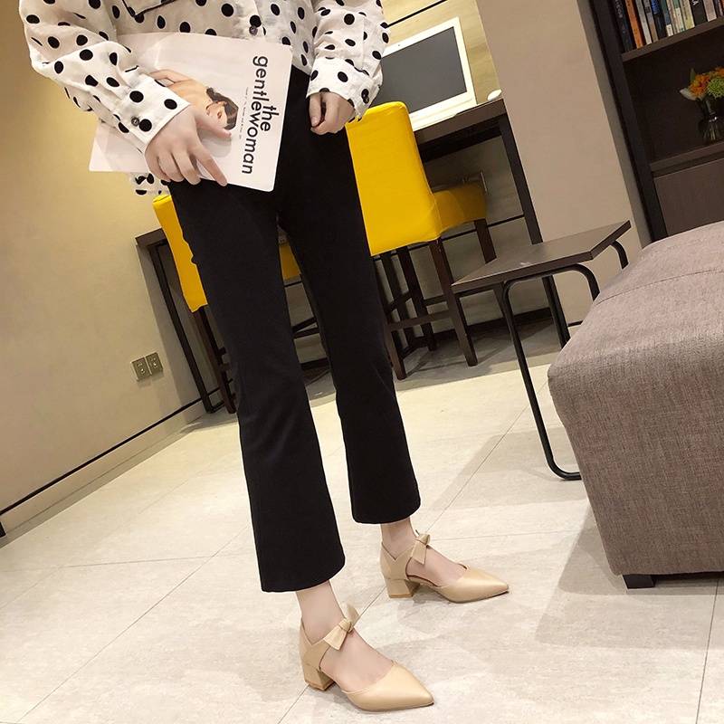 Tikp Giày Cao Gót Mũi Nhọn Đính Nơ Phong Cách Hàn Quốc Quyến Rũ Thời Trang Dành Cho Nữ MS0422 Size 34-40 2 Màu