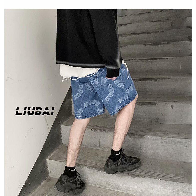 Quần Short Denim Ống Rộng Phong Cách Hàn Quốc Thời Trang Mùa Hè Cho Nam