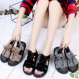 Sandan da lộn buộc dây cá tính đế bánh mỳ DG10