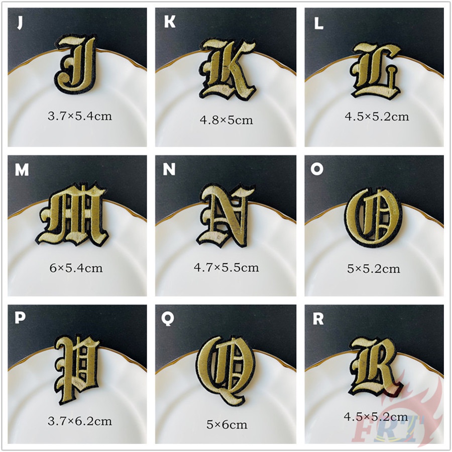 ☸ Sticker Ủi Thêu Chữ Cái Tiếng Anh Màu Vàng ☸ 1 Miếng Dán Ủi Quần Áo Hình Huy Hiệu