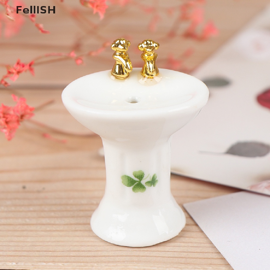 Set 3 Món Đồ Dùng Nhà Tắm Bằng Sứ Tỉ Lệ 1: 24 Độc Đáo Cho Nhà Búp Bê 439br