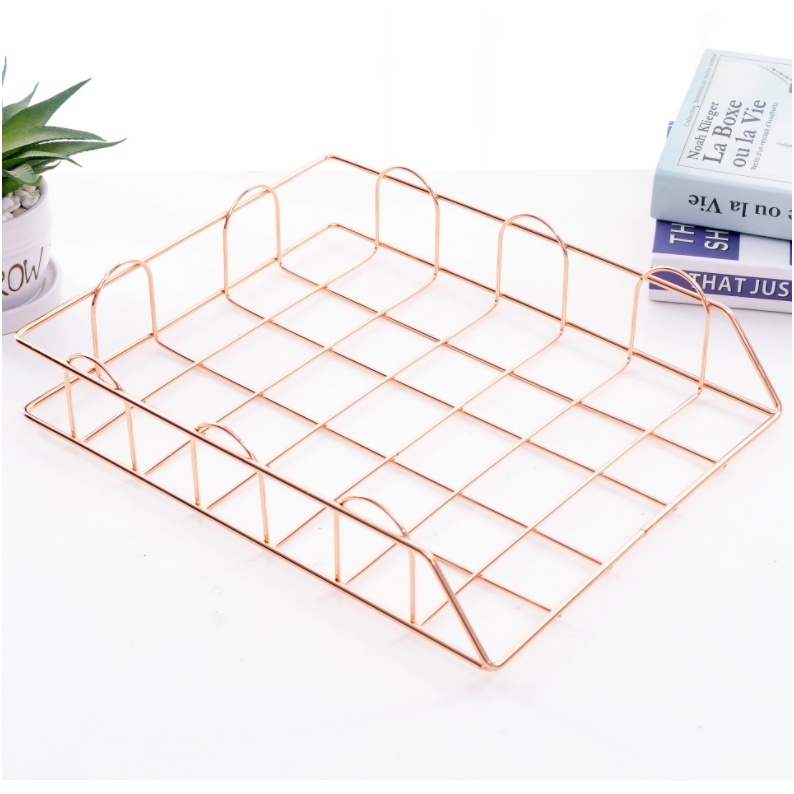 Kệ đựng tài liệu 4 ngăn cao cấp, giá sách thép không gỉ decor bàn làm việc