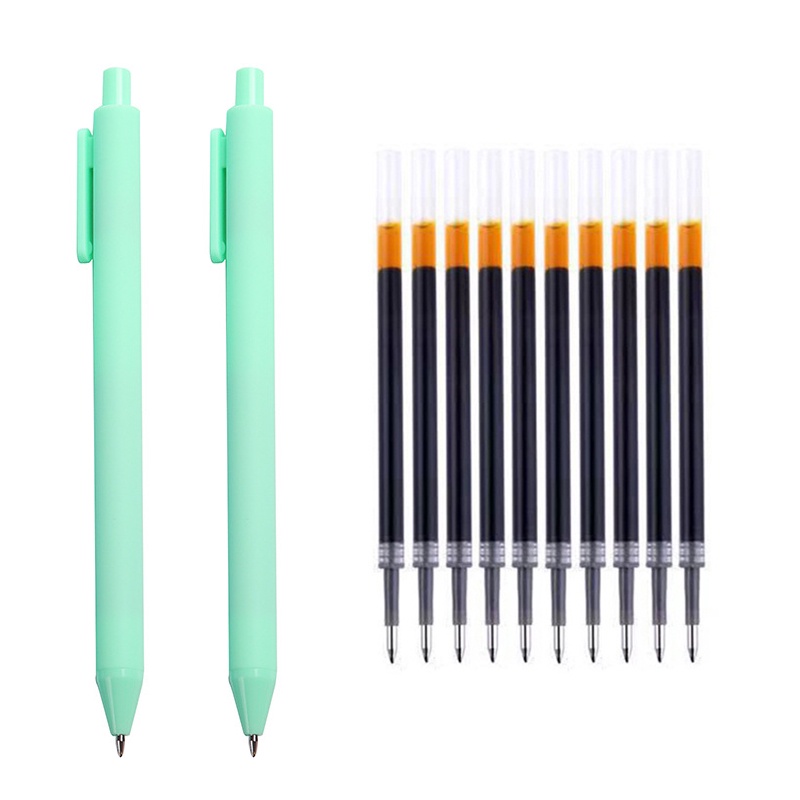 Set 2 bút mực gel ngòi 0.5mm kèm 10 ruột bút thay thế tiện lợi