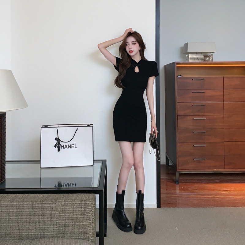 Đầm Dạo Phố Thun Đen Chất Đẹp