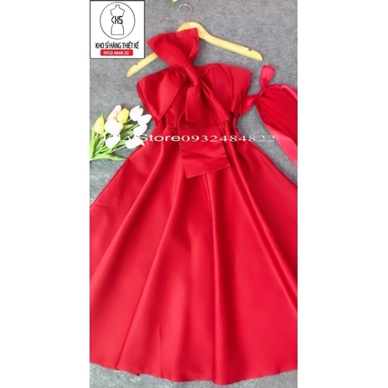 ĐẦM XOÈ MẶC CƯỚI NƠ NGỰC KÈM CÀI TÓC NƠ VOAN full size S/M/L/XL ( hàng có sẳn)